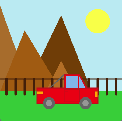 Dibujo de camion en una montaña